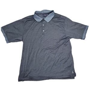 Bobby Jones Player Geometric Blue Print Golf Polo Shirt Men Sz Large